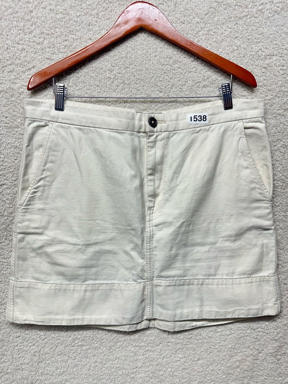 Everlane 100% Cotton Ivory Mini Skirt Size 16 Pockets Casual Capsule